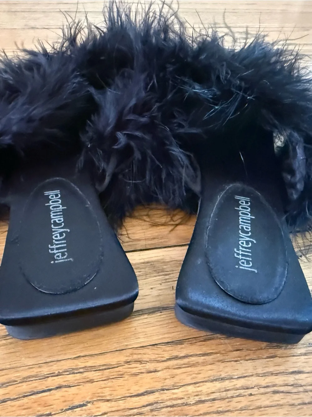 Jeffrey Campbell Acelynn Black Feather Slip On Sandal Size 6.5